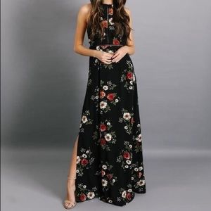 Vici Forbidden Flower Halter Maxi Dress